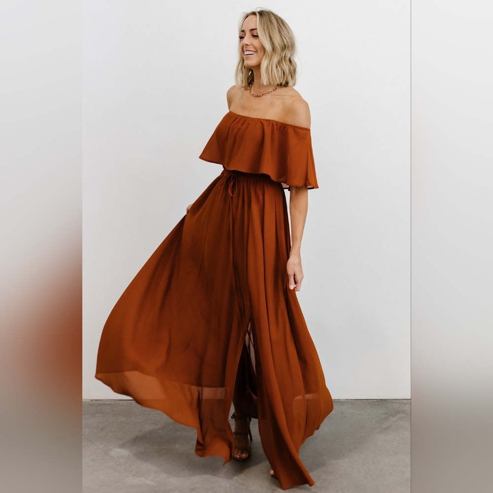 Baltic Born Victoria Off Shoulder Maxi Dress, Spice, Size XL - Picture 10 of 14